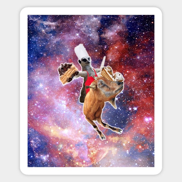 Lemur Riding Goat Unicorn Eating Cake Sticker by Random Galaxy